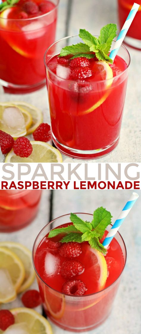 This Sparkling Raspberry Lemonade is a fresh twist on that classic summer drink and a perfect addition to any summer party. Raspberry Lemonade Slushie, Rasberry Lemonade, Raspberry Lemonade Punch, Lemonade Beyonce, Raspberry Lemonade Cupcakes, Lemonade Punch Recipe, Raspberry Lemonade Recipe, Easy Lemonade Recipe, Lemonade Slushies