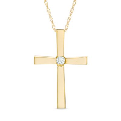 Diamond+Accent+Solitaire+Cross+Pendant+in+10K+Gold Disney Fine Jewelry, Country Jewelry, Geek Jewelry, Gold Cross Necklace, Gold Cross Pendant, Gold Necklace Women, Christian Jewelry, Silver Shop, Cross Jewelry