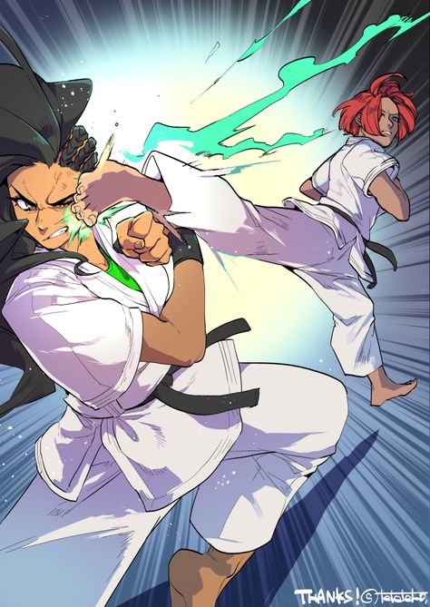 Anime Female Martial Artist, Giovanna Guilty Gear, Redhead Short Hair, Clenched Hand, Martial Arts Gi, Asymmetrical Hair, Aikido Martial Arts, Guilty Gear Strive, Martial Arts Anime