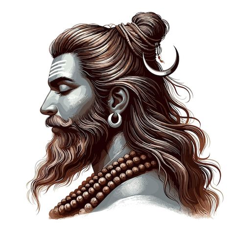 About Shiva, Canvas Art Painting Acrylic, Close Eyes, Warrior Concept Art, Face Png, Eye Logo, Shiva Tattoo, Mythology Tattoos, Beard Look