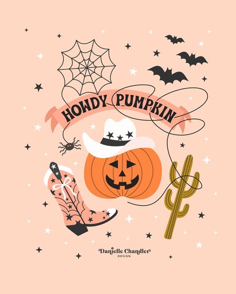 Howdy, pumpkin! 🎃🤠 Let’s boogie-oogie on down to the haunted hayride. 🕸️ A fun Halloween illustration with the western and cowboy trend (I think I like the web lasso the most). Do you think it would be a cute greeting card? Howdy Pumpkin, Haunted Hayride, Halloween Illustration, Iphone Wallpapers, Halloween Fun, Pattern Art, You Think, Greeting Card, Things To Think About