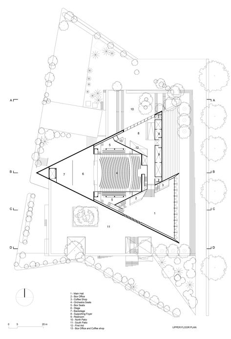 Triangular concert hall takes cues from Aztec ruins Cultural Center Architecture, Auditorium Plan, Auditorium Architecture, Concert Hall Architecture, Auditorium Design, Aztec Ruins, Concept Models Architecture, Cultural Architecture, Structure Architecture