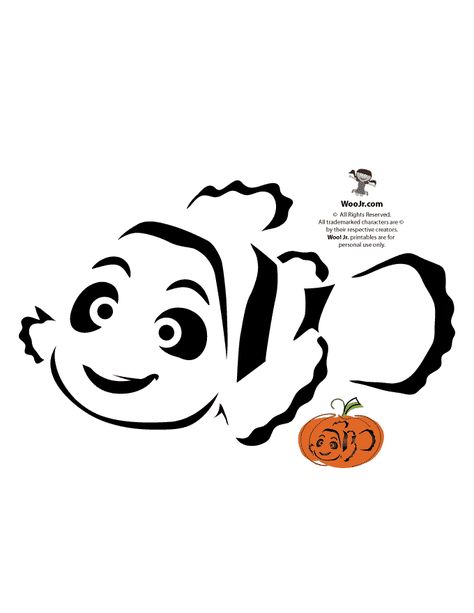 finding-nemo-pumpkin | Woo! Jr. Kids Activities Nemo Pumpkin Carving, Finding Nemo Pumpkin, Jackolantern Patterns, Nemo Pumpkin, Disney Pumpkin Carving Patterns, Disney Pumpkin Stencils, Pumpkin Carving Pattern, Pumpkin Templates, Kitt Knight Rider