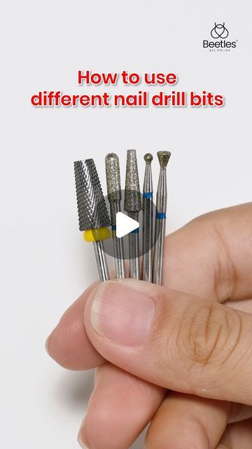 Beetles Gel Polish on Instagram: "🤩Learn how to use different nail drill bits effectively with Beetles electric drill💅  ✨Using Beetles Electric Nail Drill  #beetlesgelpolish #nailhacks #nailtutorial #efile #efiletraining #nails #nailsforbeginners #nailtech #diynails" Nail Efile Bits, How To Do Beetles Gel Nails, Drill Bits Types For Nails, Nail Forms Tutorial, Nail Bits Guide, Nail Drill Bits Uses, Nail Drill Bits Guide, Beetles Gel Polish, Electric Nail Drill