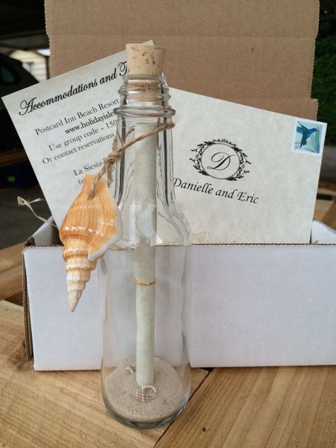 50 Message in a Bottle Wedding Invitations Box by SoPreshSoChic Message In A Bottle Invitations, Bottle Wedding Invitations, Message In A Bottle Wedding, Ticket Party Invitations, Post Wedding Brunch Invitations, Birthday Party Invitation Wording, Invitation Examples, 16th Birthday Invitations, Mermaid Invitations