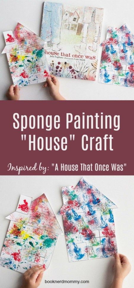 kids craft, book craft, a house that once was, sponge painting, preschool #kidscraft #preschool #bookcraft #spongepainting House Activity For Preschool, Family Art For Toddlers, Building Crafts For Preschool, Building Preschool, Painting Preschool, Family Crafts Preschool, Preschool Building, Preschool Family Theme, Home And Family Crafts