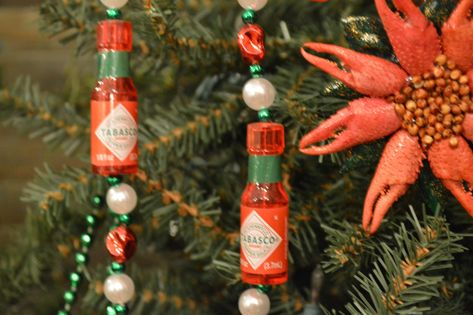 Tabasco Christmas Ornament | Cajun Food, Louisiana History, and a Little Lagniappe Cajun Christmas Decorations, Kids Church Christmas, Cajun Decor, Cajun Party, Cajun Kitchen, Mardi Gras Tree, Swamp Party, Louisiana Christmas, New Orleans Christmas