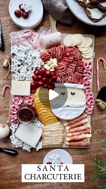 Melaine Thompson on Instagram: "Want to be the hit of the party? This Santa charcuterie board is the cutest way to serve up holiday cheer! Create Santa’s face using Brie for the mustache, beard, and hat, and add olive slices for his eyes. Surround with prosciutto, cheese rolls, crackers, and candy canes for the perfect festive spread. Pro tip: Toothpicks help keep the hat in place for extra cuteness!

Save this idea for your next gathering and share with friends who love unique holiday snacks! 
#SantaCharcuterie #HolidayEntertaining #ChristmasCheese #CharcuterieIdeas #FestiveSnacks #ChristmasFood #HolidayBoard #EasyHolidayEntertaining" Santa Charcuterie Board, Santa Charcuterie, Cheese Rolls, Christmas Cheese, Cheese Rolling, Holiday Snacks, Holiday Entertaining, Holiday Food, Candy Canes