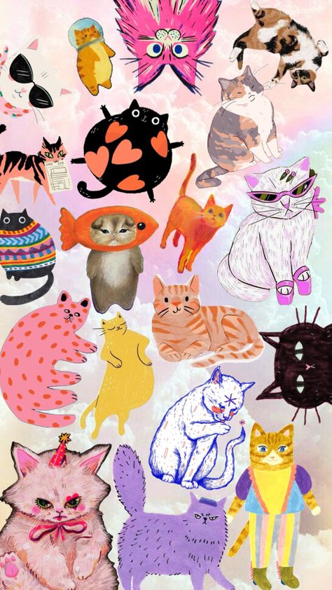 #cat #kittens #catart #animals #pastel #wallpaper Pastel Background Wallpapers, Cat Collage, Iphone Wallpaper Cat, Phone Wallpaper Patterns, Cute Patterns Wallpaper, Pastel Wallpaper, Animal Wallpaper, Cute Wallpaper Backgrounds, Art Journal Inspiration