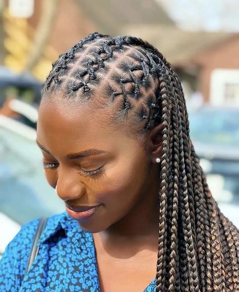 Box Braids With Rubber Bands, Braids With Rubber Bands, Crisscross Braids, Cross Knotless Braids, Criss Cross Knotless Braids, Easy Box Braids, Straight Back Braids, New Braided Hairstyles, Scalp Braids