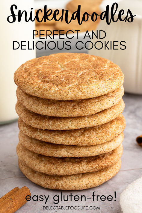 The BEST Delicious Gluten-Free Snickerdoodle Cookie Recipe is everything you love about this classic Snickerdoodle cookie, except without the gluten. These cinnamon-coated sugar cookies are sweet, soft, and made with only a few simple ingredients. If you love Snickerdoodles as I do, you will LOVE this recipe! It’s a simple and delicious cookie recipe for home cooks. It's a classic and chewy cookie perfect for dunking!