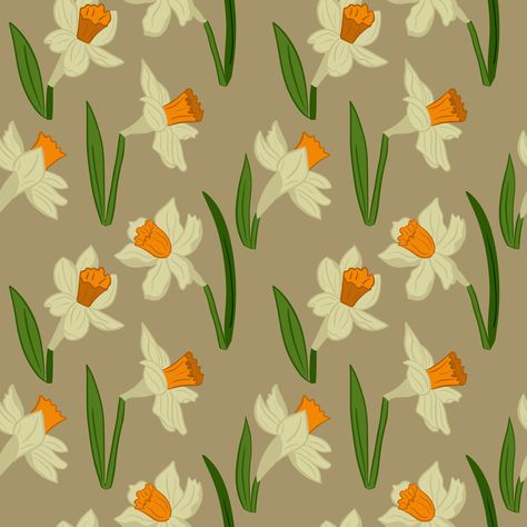 Daffodils pattern Daffodil Pattern, Easter Illustration, Spring Florals, Floral Illustration, Floral Illustrations, Psd Files, Spring Floral, Daffodils, Seamless Pattern