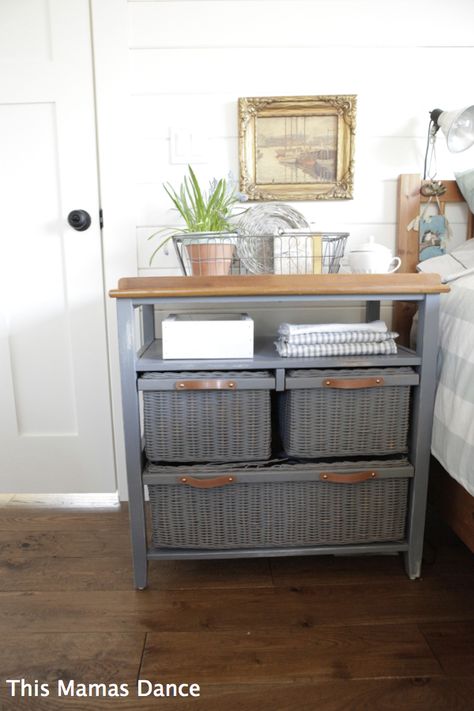 grey wicker night stand Nightstands With Baskets, Nightstand With Basket, Nightstand With Wicker Basket, Wicker Nightstand Bed, Baskets For Drawers Old Dressers, Nightstand Wicker, Wicker Basket Drawers, Wicker Cabinet, Painting Wicker