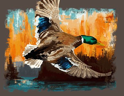 Abstract Duck Painting, Duck Painting, Teal Duck, Project Abstract, Duck Illustration, Cooler Painting, Wild Duck, Duck Art, Minimal Color