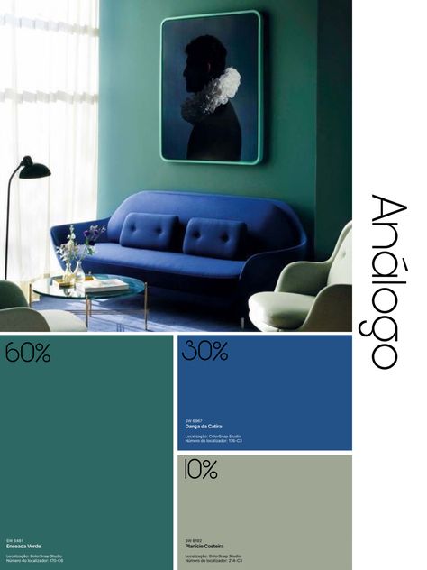 Analogous Colour Scheme Interior Design, Color Theory In Interior Design, Triadic Color Scheme Interior, Analogous Color Scheme Interior, Drawing Room Colour, Color Combinations Home, Analogous Color Scheme, Teal Living Rooms, Mid Century Modern Interior Design