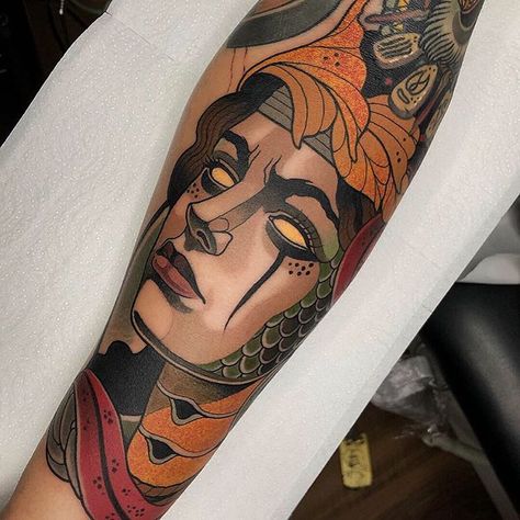 Another session on this arm Gracias Dani 🙏🏼 Done at @bhorn.tattoo #revolutionneedles #hustlebutterdeluxe #killerink #fkironsproteam… Tattoo Traditional Woman, New Traditional Tattoo, Neo Traditional Tattoos, Tattoo Dublin, Woman Tattoos, Tattoo Perna, Traditional Woman, Neo Tattoo, Russian Tattoo