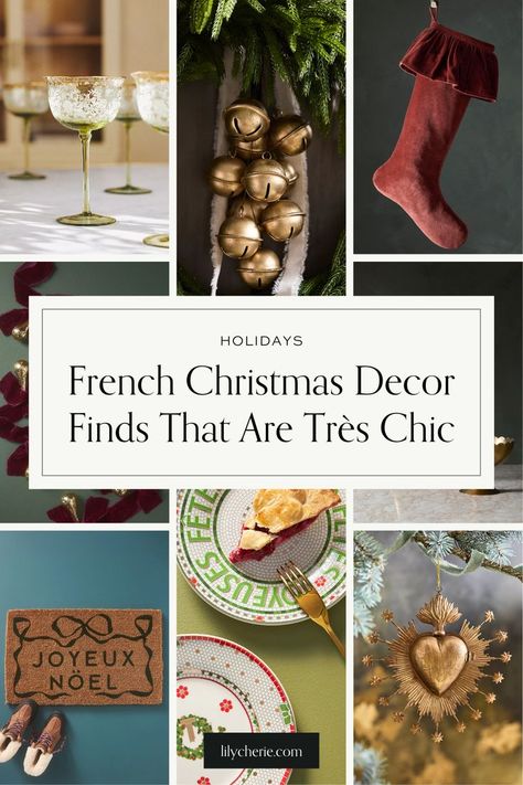 french Christmas decor Parisian Christmas Decor, Chic Table Settings, Modern Parisian Interior, Francophile Gifts, French Christmas Decor, Parisian Interior Design, Parisian Apartment Decor, Parisian Kitchen, Paris Home Decor