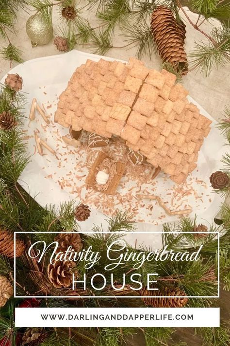 Nativity Gingerbread House – Easy DIY with Free Templates - Nativity Gingerbread, Gingerbread House Easy, Gingerbread Nativity, Jesus Birthday Cake, Nativity House, Salt Dough Recipe, Gingerbread House Parties, Gingerbread Decor, Jesus Birthday