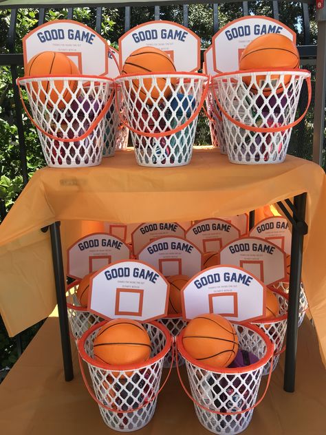 Nike Basketball Birthday, March Madness Party Ideas Decor, Sport Party Favors, Basketball Party Favor Ideas, Space Jam Party Favors, Basketball Party Backdrop, Basketball Goodie Bag Ideas, Space Jam Birthday Party Ideas, Rookie Year First Birthday Basketball