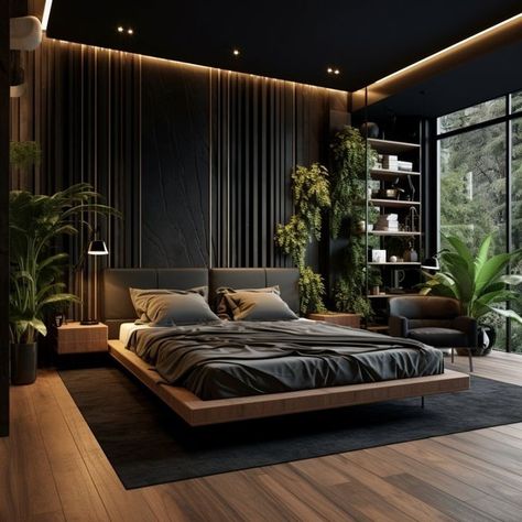 Dark Deco, Black Bedroom Design, Bedroom Vibes, Modern Luxury Bedroom, Stylish Aesthetic, Luxury Bedroom Master, Home Room Design, Minimalist Bedroom, Luxurious Bedrooms