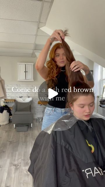 HAIR COLORIST LI,NY| Amber Todaro on Instagram: "Reposting from last year, because this rich red brown is the perfect color for fall 🍁 and a great option for brunettes who are looking to test the red side !" Level 5 Auburn Hair Color, Light Brown Hair With Red Tint, Dark Orange Brown Hair, Hair Glaze Before And After Brunettes, Wella Color Formulas Brown, Chestnut Balayage Brunettes, Warm Medium Brown Hair, Brunette Auburn Hair, Auburn Brunette Hair