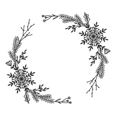 Hand drawn floral wreath Royalty Free Vector Image Hand Drawn Christmas Wreath, Christmas Wreath Doodles, Christmas Designs Drawing, Winter Wreath Drawing, Winter Wreath Illustration, Christmas Wreath Drawing Simple, Wreath Chalkboard Art, Winter Line Art, Wreath Drawing Christmas