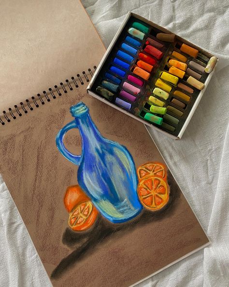 #pastel #drawing Wax Colour Drawing, Still Life Drawing Colour, Oil Pastel Shading, Soft Pastel Drawing Ideas, Wax Crayon Art, Oil Pastel Sketch, Pastel Still Life, Pencil Colouring, Still Life Sketch