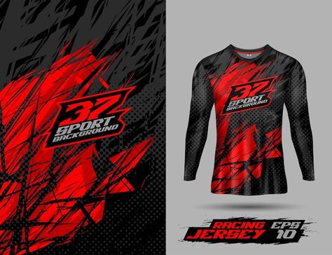 Vector shirt template long sleeve racing... | Premium Vector #Freepik #vector #running-shirt #football-shirt #jersey #sports-jersey Design Fabric Textiles, Basketball Jersey Outfit, Racing Jersey, Sports Jersey Design, Text Logo Design, Grunge Background, Jersey Outfit, Shirt Template, Sports Uniforms