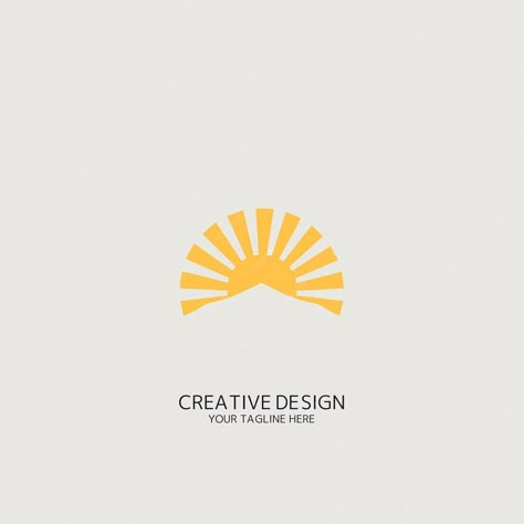 Premium Vector | Sun logo vector Four Seasons Logo Design, Premium Logo Design Ideas, Sun Logo Graphics, Sunrise Symbol, Sun Logo Design Ideas, Sun Logos, Sun Graphic Design, Rising Sun Logo, Serenity Logo