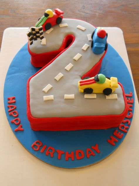 2nd Birthday Cake Boy, Number Birthday Cakes, Cars Birthday Cake, Homemade Birthday Cakes, Torte Cupcake, 2 Birthday Cake, Easy Birthday, Simple Birthday Cake, Birthday Cake Ideas