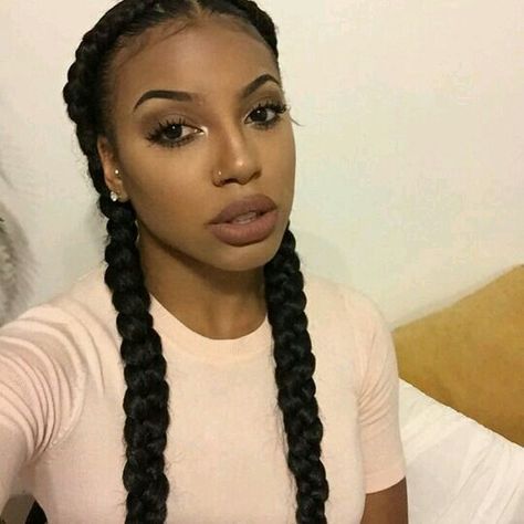 Middle Part Cornrows | Straightbacks Two French Braids, Weave Hairstyles Braided, Two Braid Hairstyles, Tree Braids, Boxer Braids, French Braids, Two Braids, Braids With Weave, Girls Braids