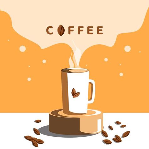 Hot coffee design vector illustration | Premium Vector #Freepik #vector #background Hot Coffee Illustration, Coffee Illustration Art, Coffee Vector Art, Coffee Event, Donut Vector, Coffee Infographic, Coffee Latte Art, Coffee Cup Art, International Coffee