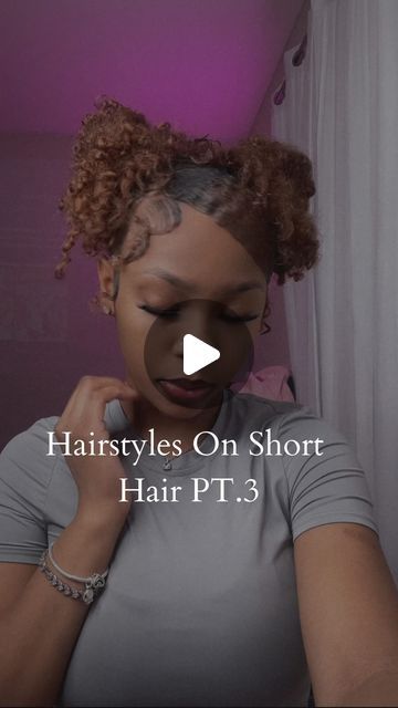 china🦋 on Instagram: "hairstyles on short hair PT.3 ☺️ I think this one has to be my favorite one so far💖💖 #hairstyle #shorthairstyle #curlyhairstyles #curlyhair #shorthairideas #explore #hairstyleideas" Short Bob Natural Hair Black Women Curly Hairstyles Updo, Hair Styles For Short Puffy Hair, Simple Short Hairstyles Shoulder Length, Quick Short Curly Hairstyles, Cute Natural Curly Hairstyles Black, Quick Styles For Natural Hair, Natural 4a Hairstyles, Natural Styles For Short Hair, Short Curly Natural Hair Black Women