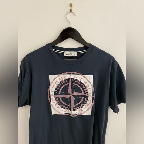 Stone Island T-Shirt Stone Island T Shirt, Stone Island, Blue Stone, Casual T Shirts, Dark Blue, Outfit Inspo, Stone, Plus Fashion, Fashion Trends