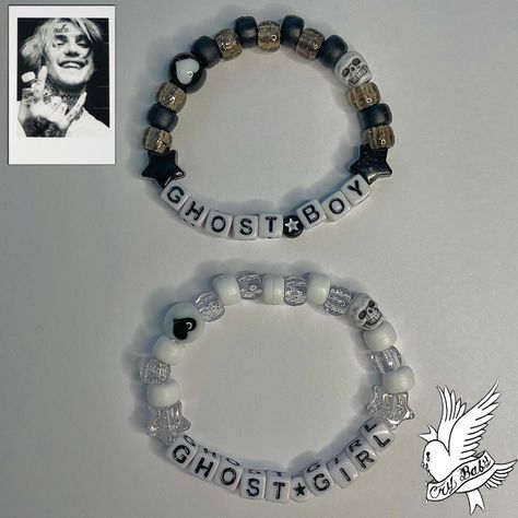 Lil Peep Ghost Boy and Ghost Girl Kandi Single... - Depop Lil Peep Matching Bracelets, Ghost Girl Lil Peep, Embroidery Thread Bracelets, Boy Bracelet, Rave Kandi, Diy Kandi Bracelets, Boys Bracelets, Diy Kandi, Ghost Girl