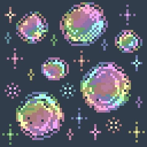 Kawaii pixel rainbow oilslick bubbles Pixel Rainbow, Super Cool, Pixel Art, Bubbles, Dots, Computer, Screen, Rainbow, Art