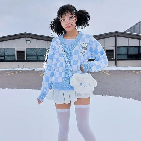 Cinnamon Roll Outfit, Sanrio Inspired Outfit, Sanrio Aesthetic Outfits, Aesthetic Kawaii Outfits, Sanriocore Outfits, Cinnamoroll Outfit, Sanrio Cosplay, Pastel Outfits Aesthetic, Pastel Streetwear