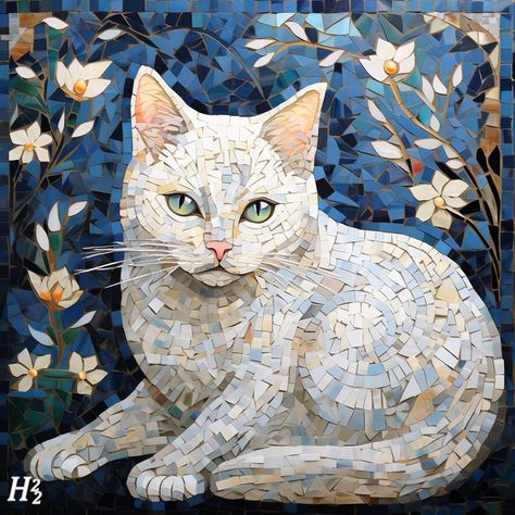 cat mosaic • Instagram Mosaic Cats, Wall Mosaic, Mosaic Animals, Tile Wall, Mosaic Projects, Glass Mosaic Tiles, Custom Glass, Mosaic Designs, Stained Glass Mosaic