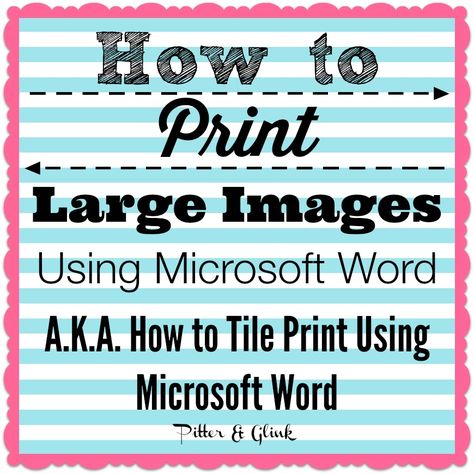 How to Print Large Graphics & Images Using Microsoft Word a.k.a. How to Tile Print Using Word pitterandglink.com Microsoft Word Lessons, How To Tile, Inkscape Tutorials, Computer Lessons, Computer Shortcut Keys, Computer Hacks, Technology Lessons, Computer Help, Computer Shortcuts