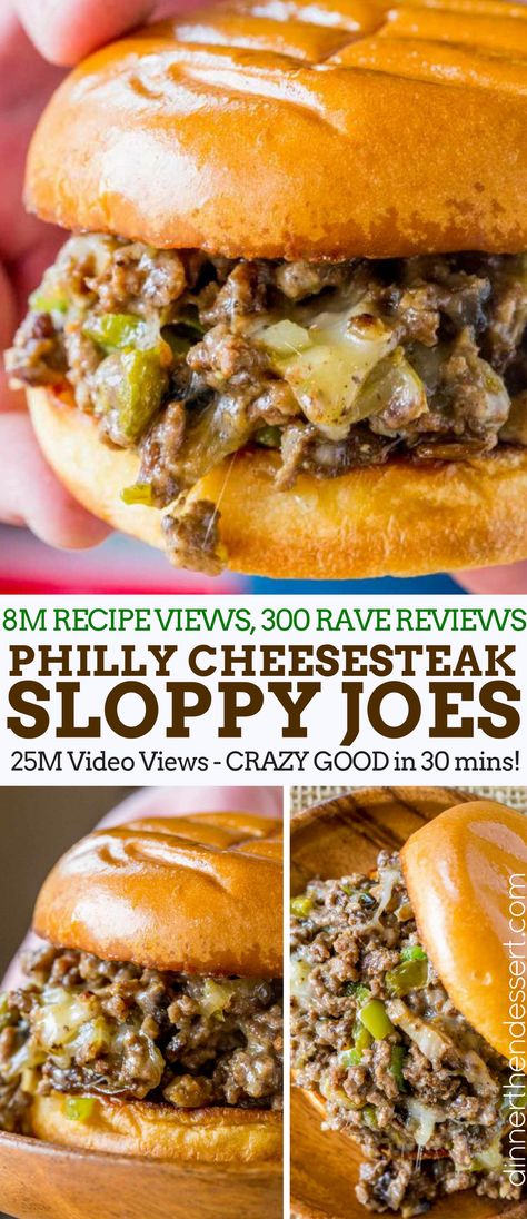 We make these Philly Cheese Steak Sloppy Joes ALL THE TIME! Sloppy Joes Dinner, Philly Cheese Steak Sloppy Joes, Cheese Steak Sloppy Joes, Philly Cheesesteak Sloppy Joes, Steak Sandwiches, Cheesesteak Recipe, Beef Ground, Cheese Steak Sandwich, Sloppy Joes Recipe