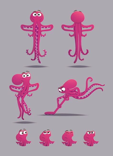 Behance :: 为您呈现 Shark Character Design Concept Art, Octopus Concept Art, Fish Design Drawing, Octopus Animation, Octopus Character Design, Fish Alien, Cephalopod Art, Octopus Character, Animal Illustration Kids