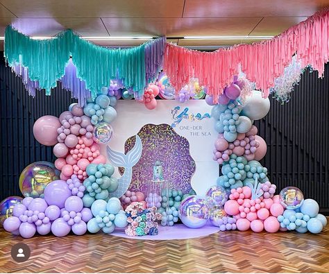 Mermaid 1st Birthday Party Decoration, Ariel Backdrop, Mermaid Birthday Party Decorations Diy, Mermaid Backdrop, Mermaid Birthday Party Decorations, 1st Birthday Party Decorations, Birthday Party Decorations Diy, Mermaid Theme Party, Birthday Party Theme Decorations