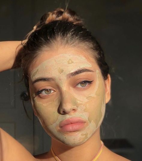 Aesthetic clay face mask A Woman, Face Mask, Facial, Mask, Skin