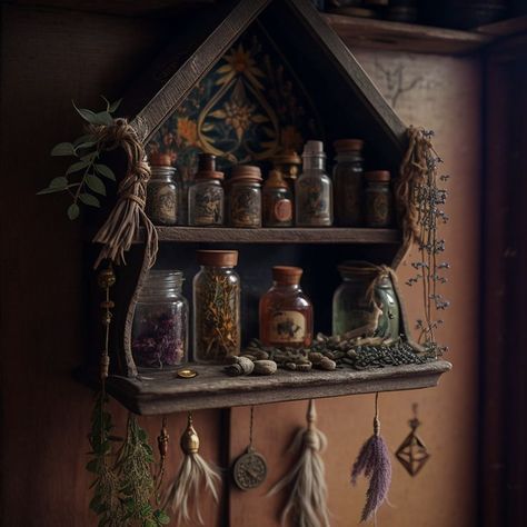 Spice Rack Diy, Hanging Spice Rack, Witch Room, Witch Cottage, Interior Luxury, Goth Home, Dark Home, Witchy Decor, Witch Decor