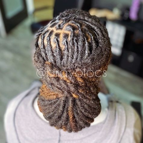 Goddess Locs Updo Styles, Dread Styles For Wedding, Locs Pinned Back, Loc Styles For Interview, Loc Curls Styles Dreads, Locs In Low Bun, Halo Braid Locs, Loc Styles For Wedding Bridesmaid, Low Bun Loc Styles For Women