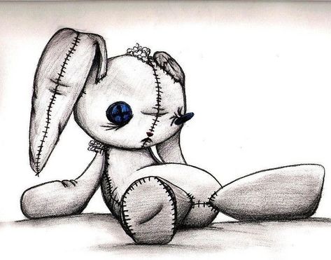 Doll Tattoo, Bunny Tattoos, Cool Car Drawings, Bunny Drawing, Bunny Doll, Tattoo Design Drawings, Creepy Cute, Doodle Drawings, Art Sketchbook