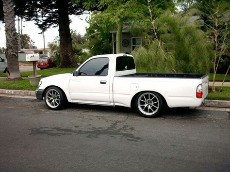 Toyota Tacoma.  Can you say Holy taco? Lowered Tacoma, White Toyota, White Trucks, 2002 Toyota Tacoma, B13 Nissan, Toyota Truck, Nissan D21, Tacoma Truck, Lowrider Trucks