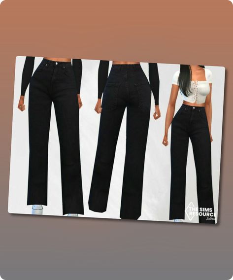 Sims 4 Wide Leg Black Mom Jean Wide Leg Black Mom Jean only black colour Filesize: 197 KB Type: Bottoms Recoloring Allowed: No Polycount LOD 0 (highest): Retexture Author: Saliwa #clothing #female_clothing #sims4cc #sims #gaming #jeans Sims 4 Black Jeans, Sims 4 Cc Straight Leg Jeans, Mom Jeans Sims 4 Cc, Sims 4 Cc Mom Jeans Maxis Match, Sims 4 Cc Clothes Female Jeans, Sims 4 Jeans Female, Mod Jacket, Black Mom Jeans, Jeans Kids