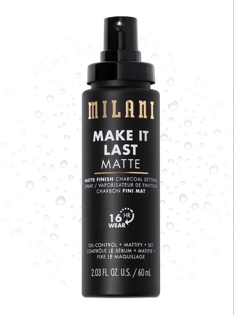 Milani Make it Last Charcoal Matte Setting Spray- (2.03 Fl. Oz.) Cruelty-Free Makeup Primer for Oily Skin - Long Lasting Finishing Spray Setting Spray For Oily Skin, Primer And Setting Spray, Primer For Oily Skin, Creative Photography Projects, Makeup List, Makeup Spray, Finishing Spray, Makeup Must Haves, Cruelty Free Makeup