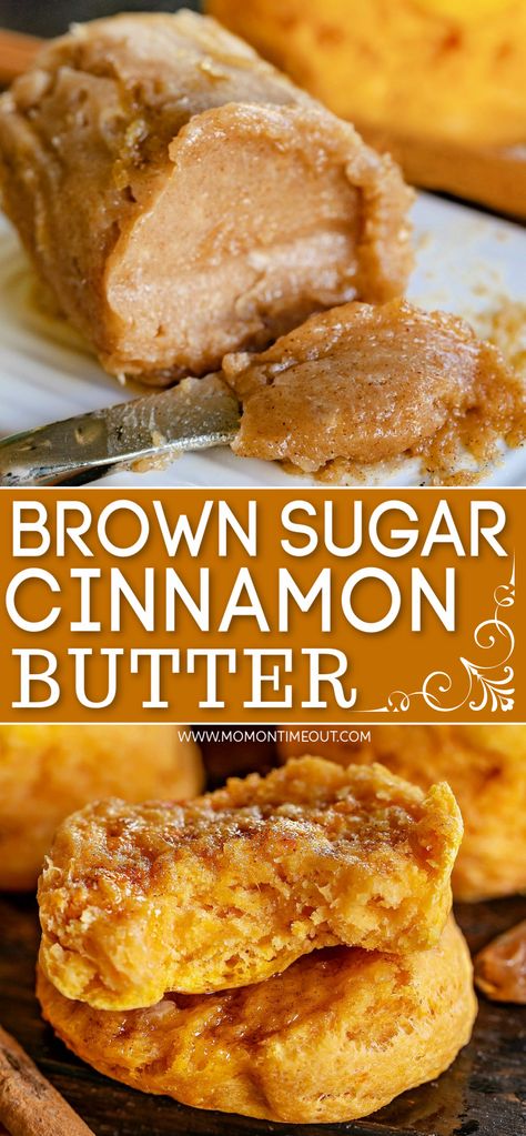 Flavored Butter Recipes, Butter Recipes Homemade, Compound Butter Recipe, Make Brown, Make Brown Sugar, Mom On Timeout, Cinnamon Recipes, Flavored Butter, Cinnamon Butter